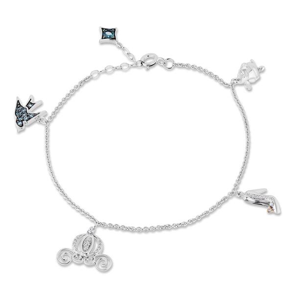 Enchanted by Disney Sterling Silver Cinderella Charm Bracelet - image 