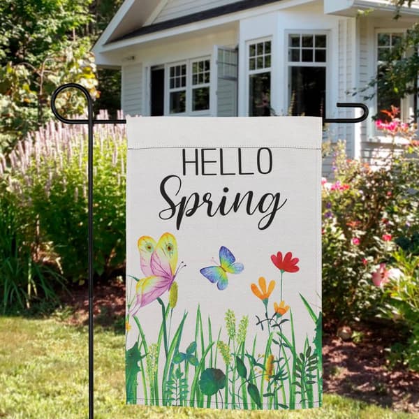 Northlight Seasonal Butterflies & Flower Hello Spring Garden Flag