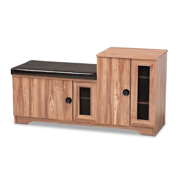 Baxton Studio Valina 2 Door Shoe Storage Bench with Cabinet