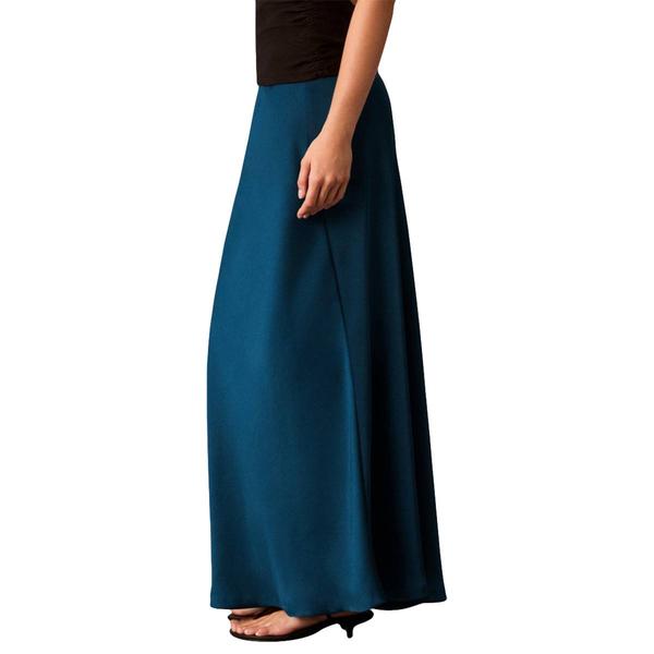 Womens Calvin Klein Pull On Solid Flared Satin Maxi Skirt