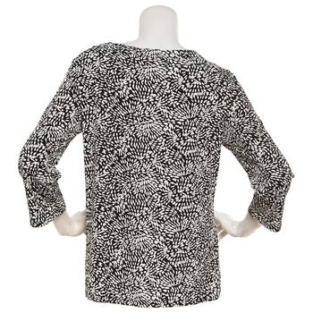 Womens Notations 3/4 Sleeve Grommet Trim Knit Top - Abstract - Boscov's