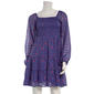 Juniors Jolt Long Sleeve Floral Pucker Chiffon Skater Dress - image 2