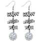 Silver-Tone Glitter Happy New Year Disco Ball Drop Earrings - image 1