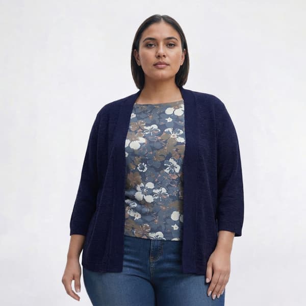 Plus Size Preswick & Moore® Open Front Tape Yarn Cardigan