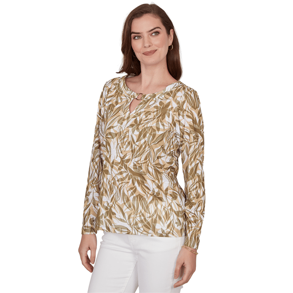 Womens Hearts of Palm Tropical Twist 3/4 Sleeve Blouse