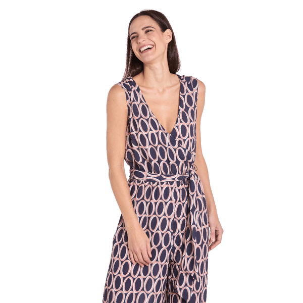 Women R&M Richards Daytime Eleastic & Tie Waist Crepon Jumpsuit