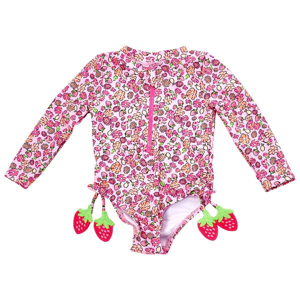 Baby Girl (12-24M) Nicole Miller Berry Floral One Piece Swimsuit - image 