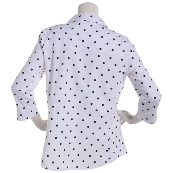 Womens Emily Daniels 3/4 Sleeve Dot Casual Button Down