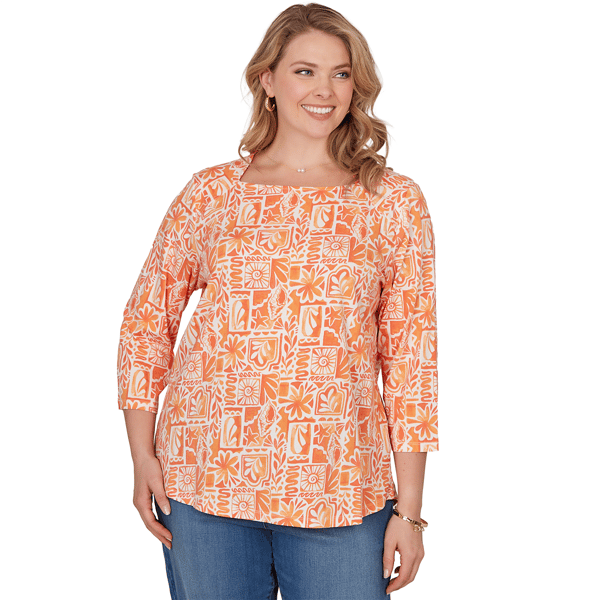Women''s Ruby Rd. Seas The Day Seashell Patchwork Knit Top - image 