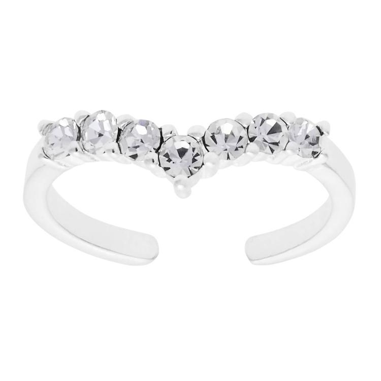 Barefootsies Sterling Silver Crystal Chevron Adjustable Toe Ring