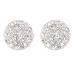 Athra Sterling Silver Crystal Circle Stud Earrings