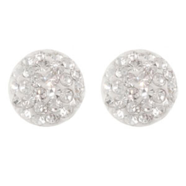 Pave Crystal/Sterling Silver Clear Half Ball Stud - image 