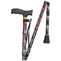 Adjustable Foldable Mobility Cane - Grey Floral