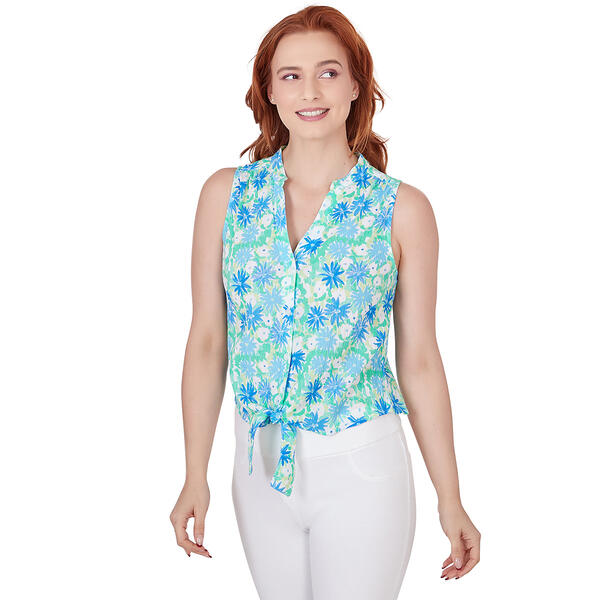 Petite Hearts of Palm Feeling Just Lime 3/4 Sleeve Daisy Tie Tee