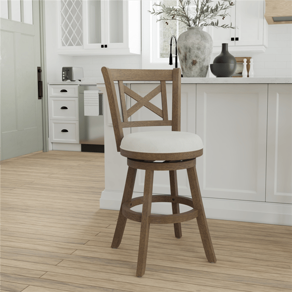 HH2 Home Hamlin Wood Counter Height Swivel Stool