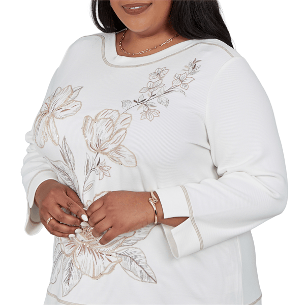 Plus Size Alfred Dunner Luxe Be A Lady Floral Embroidery Blouse