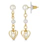 1928 14kt. Gold Dipped Double Pearl Drop Heart Earrings - image 1