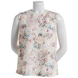Womens Nanette Lepore Woven Sleeveless Floral Lace Overlay Top