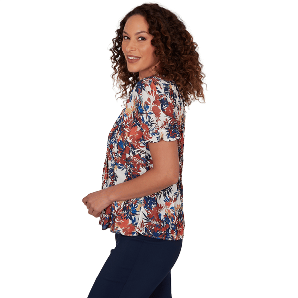 Womens Emaline Summer In The City Puff Sleeve Pleated Blouse