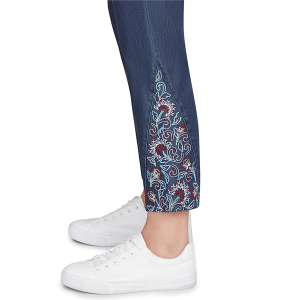 Womens Ruby Rd. Indigo Go Floral Embroidery Stretch Jeans