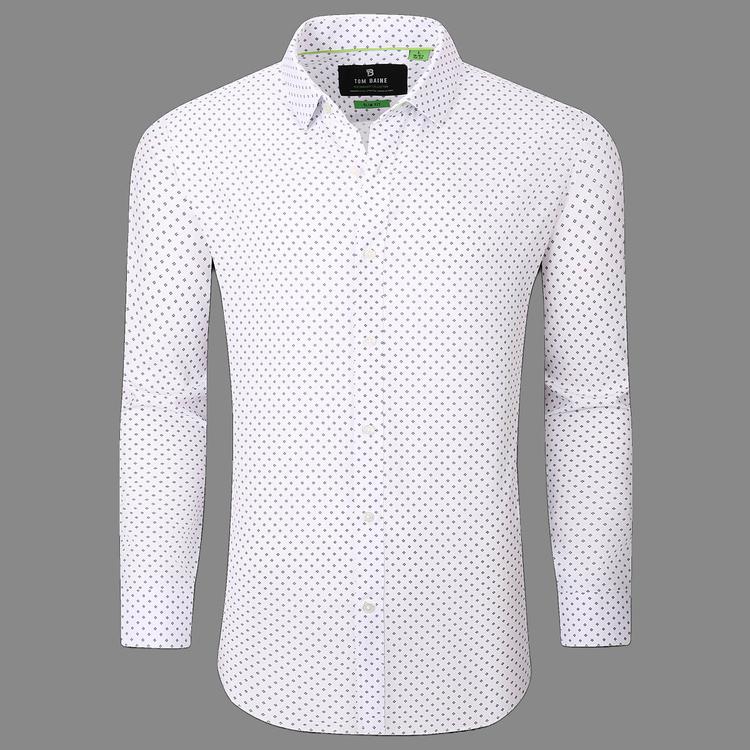 Mens Tom Baine Slim Fit Performance Dress Shirt - White/Black