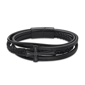 Mens Lynx Black Ion Plated & Black Leather Bracelet - image 1