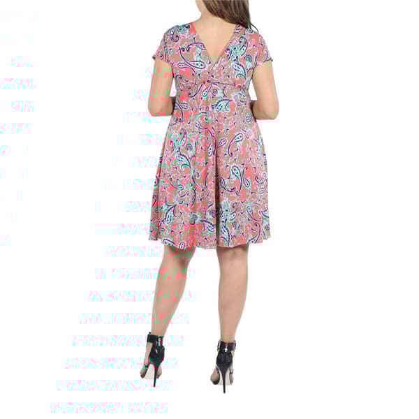 Plus Size 24/7 Comfort Apparel Paisley Empire Waist Dress