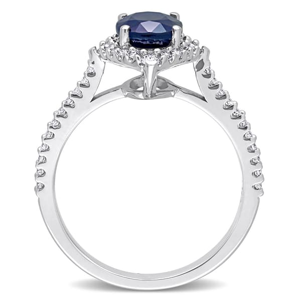 Gemstones Classics™ 14kt. White Gold Sapphire & Diamond Halo Ring