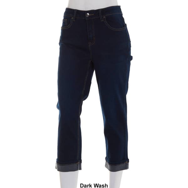 Plus Size Bleu Denim 5 Pocket Roll Cuff Denim Capri Pants