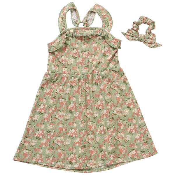 Girls &#40;4-6x&#41; Sweet Butterfly Floral Crinkle Knit Dress - image 