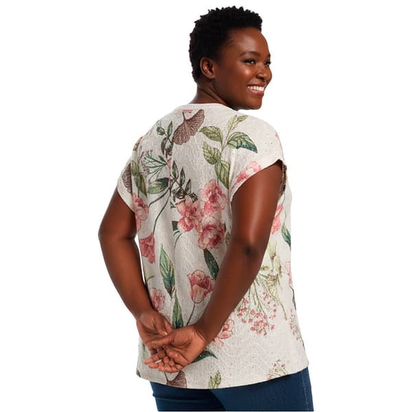 Plus Size Cocomo Short Sleeve Floral Eyelet Blouse