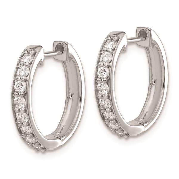 Pure Fire 14kt. White Gold 1/2ctw. Diamond Polished Hoop Earrings