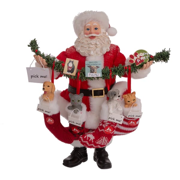 Kurt S. Adler 10.5in. Santa With Adopt-A-Pet Garland Figurine - image 