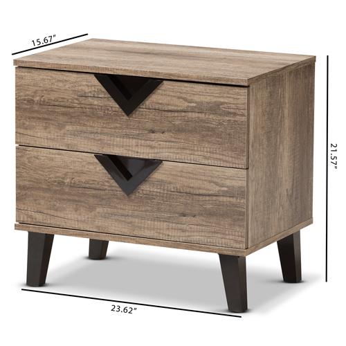 Baxton Studio Swanson 2 Drawer Nightstand