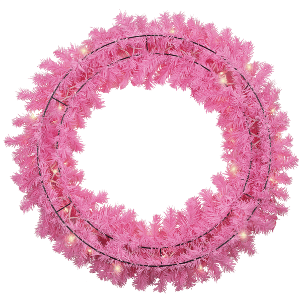 Northlight 36in. Pre-Lit Artificial Pink Pine Christmas Wreath