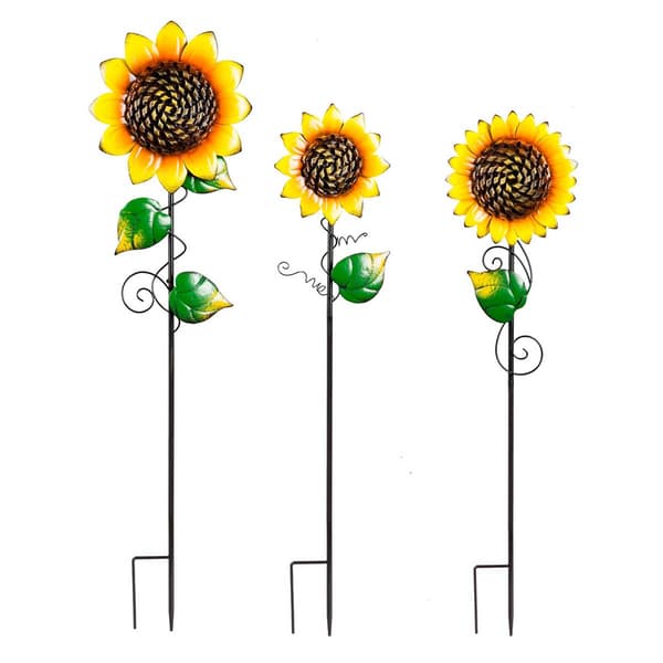Evergreen Radiant Sunflower Garden Stake - Set of 3