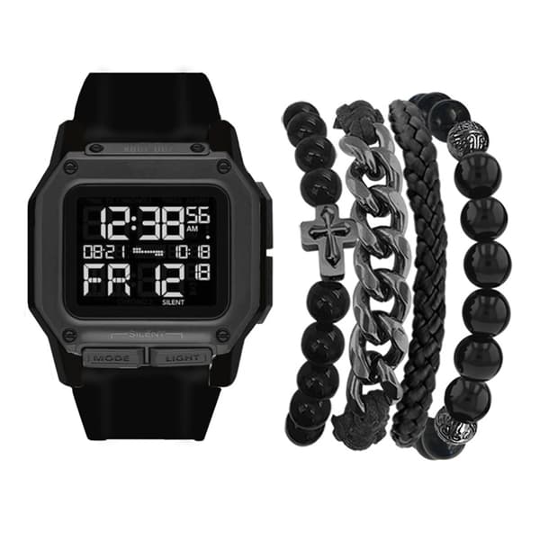 Mens Zoo York Matte Black Digital Watch Set - 9600B-42-G02 - image 