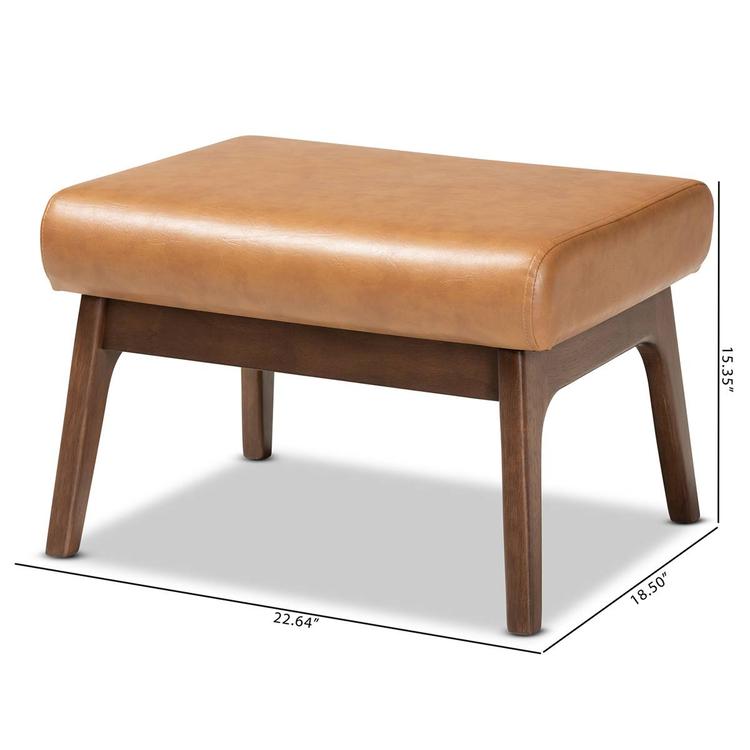 Baxton Studio Bianca Tan Faux Leather Effect Ottoman