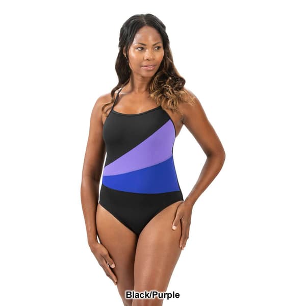 Womens Dolfin&#174; Aquashape Moderate Color Block One Piece Swimsuit
