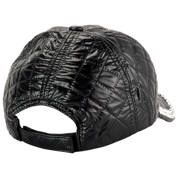 Womens Madd Hatter Faux Leather Quilt Baseball Cap