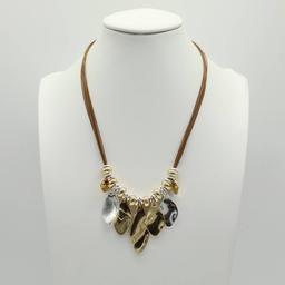 Ashley Cooper(tm) Two-Tone Charm Necklace on Sueded Cord