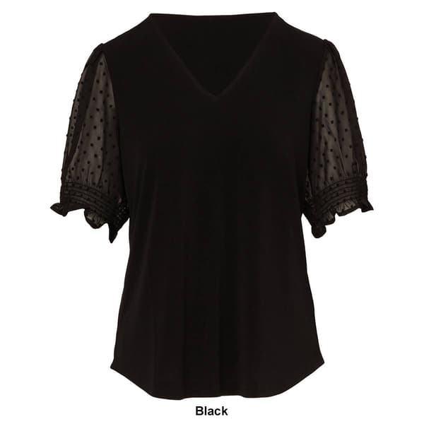 Womens Adrianna Papell 3/4 Clip Dot Woven V-Neck Blouse