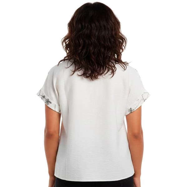 Womens Como Blu Extend Sleeve Linen Split Neck Henley Blouse