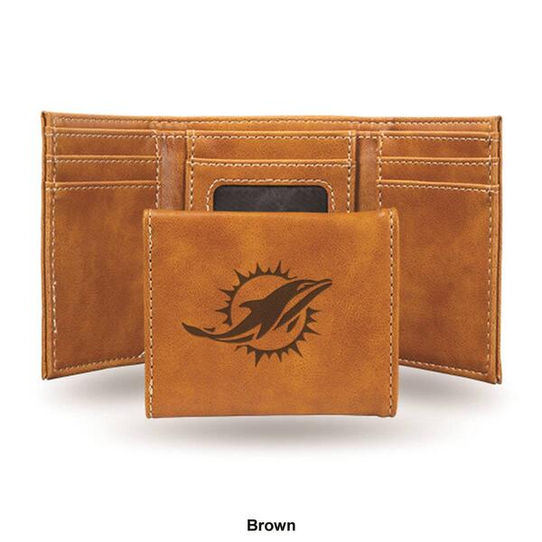 Mens NFL Miami Dolphins Faux Leather Trifold Wallet