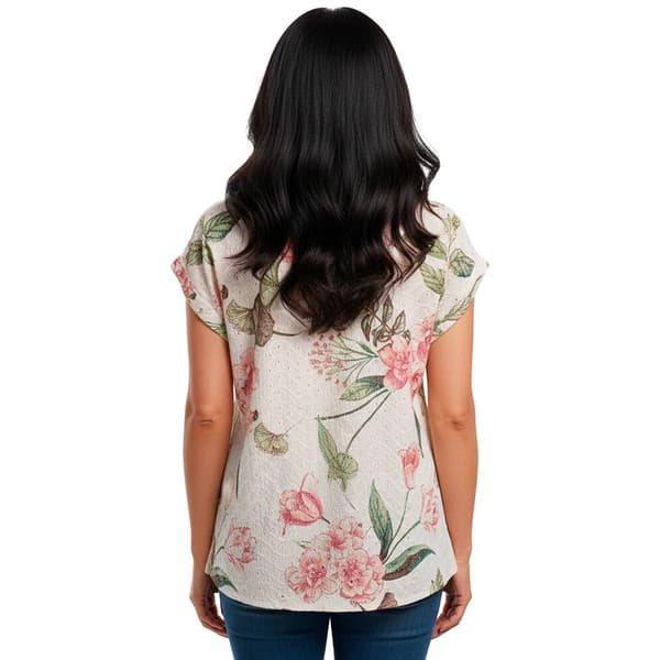 Womens Cocomo Short Sleeve Floral Eyelet Blouse
