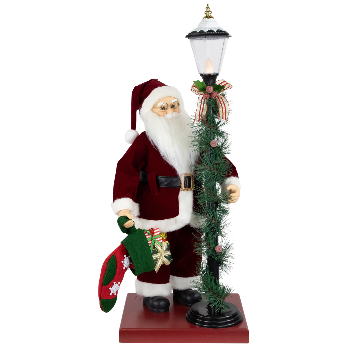 Northlight Animated & Musical Santa Claus Figure with Lamppost