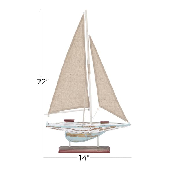 9th & Pike&#174; Brown Wood Coastal Sail Boat Sculpture