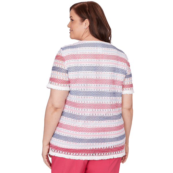 Plus Size Alfred Dunner The Royal Treatment Fringe Stripe Blouse