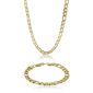 Mens Lynx Gold-Tone Plated Figaro Chain Necklace & Bracelet Set - image 1