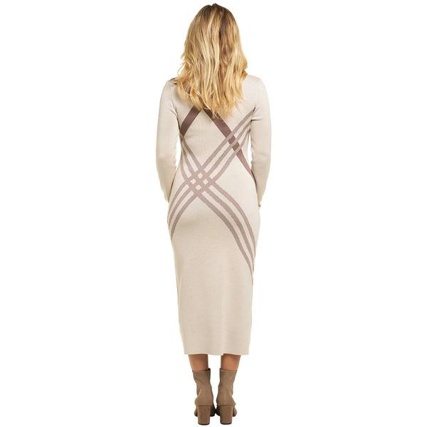 Womens Robbie Bee Long Sleeve Geometric Sweater Dress